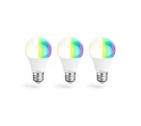 Hama Set di 3 lampadine LED WLAN E27 (Smart Home Lampada, 8,5 W, dimmerabili, multicolore, RGBW, WIFI LED con controllo vocale e app, compatibile con Alexa, Google, Siri, Apple, nessun hub necessario)