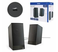 Hama Sonic LS-208 - Altoparlanti per computer, sistema stereo 2.0, altoparlanti alimentati tramite USB, connessione jack da 3,5 mm, colore: nero