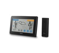 Hama - Stazione barometica Touch con sensore Esterno. Orologio radiocontrollato, Calendario, previsione Meteo, Temperatura/umidità Interna/Esterna, Nero