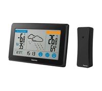 Hama - Stazione barometica Touch con sensore Esterno. Orologio radiocontrollato, Calendario, previsione Meteo, Temperatura/umidità Interna/Esterna, Nero
