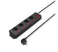 Hama Striscia di prese, 4 vie, 90, commutabili singolarmente, montaggio a parete, 1,4 m nero