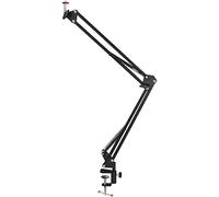 Hama Supporto per braccio articolato, Overhead (treppiede da tavolo con filettatura 1/4", supporto per cellulare, fotocamera, luce ad anello, microfono, tablet, supporto a morsetto fino a 70 cm, collo