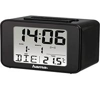 Hama - Sveglia da viaggio radiocontrollata Cube, calendario, indicazione della temperatura, nero
