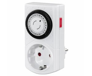 Hama | Timer Spina meccanica Mini. (Orologio programmatore analogico, intervalli 30 min, 2 modalità di utilizzo, risparmio energetico, programmatore giornaliero plug-in) Bianco