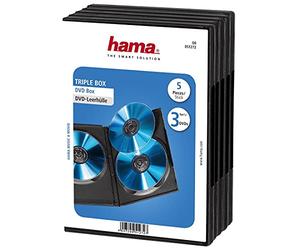 Hama Tripla Custodia per Dvd, Confezione da 5, Colore: Nero