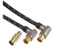 Hama TV Cavo Antenna 2x 90° Grado Prese Cavo Coassiale 8K 4K