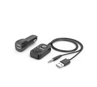 Hama Vivavoce Bluetooth per auto con ingresso AUX (con caricatore USB a 2 vie, telefonare e ascoltare musica tramite altoparlante auto, adattatore jack da 3,5 mm, auto audio, Bluetooth 5.1)