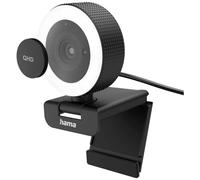 Hama - Webcam per PC C-800, Quad HD 2560 x 1440p, 16:9, 2 microfoni integrati, anello luminoso, zoom, telecomando