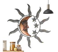 HAMAGI Decorazione da Parete Sole Luna - Scultura da Parete in Metallo con Sole e Luna - Decorazione da Parete in Metallo con Faccia di Luna per Soggiorno, Camera da Letto, Giardino, Finestra