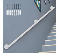 Hamankim Corrimano per Scale da 30 cm-600 cm, Supporto per Binario per Loft Domestici 200 kg - Kit Completo, corrimano in Ferro battuto in Metallo Bianco, Facile da installare(150cm)