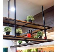 Hamankim Espositore in legno/mensola da soffitto, mensole creative a 2 ripiani per piante fiorite, portabottiglie da cucina, scaffale portaoggetti per ristoranti e arredamento domestico(80x30x80cm)