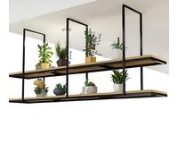 Hamankim Mensola da soffitto per fiori e piante mensole espositive galleggianti a 2 strati scaffale di stoccaggio montato sopra la testa portabottiglie per vino bar e ristoranti di casa(130x30x80cm)