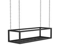 Hamankim Mensola in metallo da appendere al soffitto organizer multiuso con catena in ferro e griglia inferiore supporto per fiori e piante porta bicchieri da vino per ristorante bar(100x25x15cm)