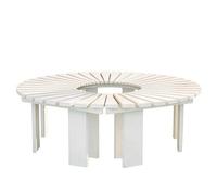 Hamankim Panchine per mobili da Esterno con Sedile per Albero Avvolgente Posti a sedere per Patio da Giardino per Tutte Le Stagioni Panca Curva in Legno Semicircolare per Prato Cortile(Bianco,Round)