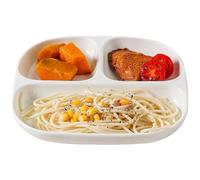 Hamankim Piatto Semplice con 3 Scomparti, Vassoio Cena Riutilizzabile Piatto in Ceramica per il Controllo delle Porzioni per Verdure/Frutta/Pasta Piatto Dimagrante per Adulti, 1 Pezzi(Bianco)