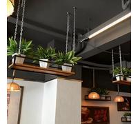 Hamankim Scaffali pensili, supporto per piante ornamentali da interno, portapentole in legno per cucina, portabottiglie per cantina, bar o ristorante struttura in ferro metallico nero(A,100x25x15cm)