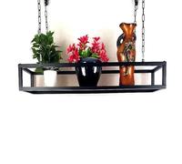 Hamankim Supporto per piante da appendere al soffitto, ripiani portabottiglie, base a griglia resistente da 60/80/100/120/140cm, scaffale galleggiante per bar, cucina, soggiorno(100x25x15cm)