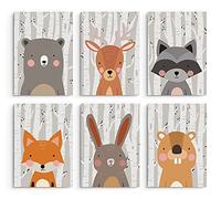 Hambient Stampe da Parete per Quadri Camera da Letto Bambini, Cameretta Bimbi - Decorazioni Nascita Bambino, Bambina, Bimbo (21 x 30 cm - Senza Cornici, Animali Selvaggi Foresta)