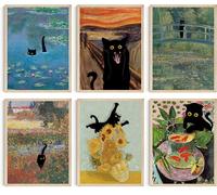 Hambient Stampe da Parete per Quadri Gatti Moderni Soggiorno, Camera da Letto - Decorazioni Casa, Cucina - Monet, Van Gogh, Munch, Klimt, 6 Poster SENZA (21 x 30 cm - Senza Cornici)