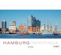 Hamburg Panorama Postkartenkalender 2026: Reise-Kalender mit 12 atemberaubenden Postkarten der Hansestadt. Städte-Kalender 2026. 23 x 17 cm. Querformat.