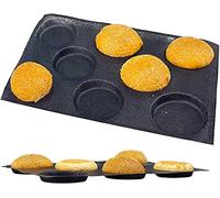 Hamburger Bread Form Round Shape Bread Tray Perforated Bakery Molds, Non Stick Silicone Baking Pan, Bread Hamburger Mold 8 Cavities (17,1 x 12,2 x 0,59 pollici)