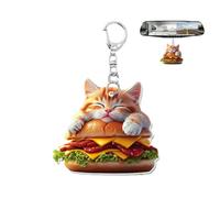 Hamburger con il portachiavi del gatto - controsoffitto del gatto in stile anime acrilico 2D - ciondolo sacchetti di design alimentare - può anche essere usato come ciondolo specchio interno
