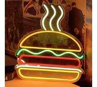Hamburger Insegna al Neon per Decorazione Della Parete Dimmerabile Burger LED Luce al Neon Food Light Up Cartello per Hamburger Negozio Ristorante Casa Bar Camera dei Bambini Fast Food Shop Decor