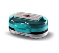 Ariete 205 Hamburger Maker Party Time, Macchina per fare hamburger, 1200 W, Doppie piastre antiaderenti, 2 scomparti, Facile da pulire, Celeste