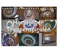 Hamburger Treppenspiralen (Tischkalender 2026 DIN A5 quer), CALVENDO Monatskalender: Hamburger Treppenspiralen von unten und oben
