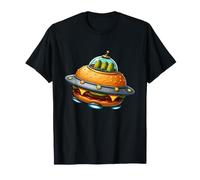 Hamburger Volante Astronave UFO Alien Cheeseburger Maglietta