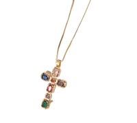 Hameadner Collana Uomo Donna Gioielli Ciondolo Pendente Necklace Collane con Croce Multicolore