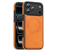 HAMEXLN Cover Magnetica per iPhone 17 PRO Max/17 PRO/Air/17, Ultra Sottile Custodia in Pelle Fotocamera Protezione Antiurto Guscio,Arancia,17