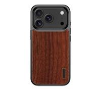 HAMEXLN Cover Magnetica per iPhone 17 PRO Max/17 PRO, Legno Modello Custodia Placcatura Antiurto con Staffa Invisibile,Marrone,17 PRO Max