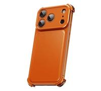 HAMEXLN Cover Magnetica per iPhone 17 PRO Max/17 PRO, Vera Pelle Custodia Senza Cornice Protezione Fotocamera Antiurto Militare Guscio,Arancia,17 PRO Max