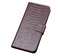 HAMEXLN Cover per Honor Magic 8 PRO/8, Flip Portafoglio Custodia in Vera Pelle Crocodile Texture Protezione Completa Caso,Marrone,8