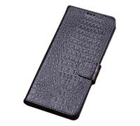 HAMEXLN Cover per Honor Magic 8 PRO/8, Flip Portafoglio Custodia in Vera Pelle Crocodile Texture Protezione Completa Caso,Nero,8Pro