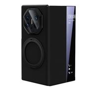 HAMEXLN Cover per Huawei Mate XT, Flip Custodia Vera Pelle con Smart Specchio View, Magnetica Anello Supporto Fotocamera Protezione Caso,Nero,Mate XT