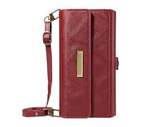 HAMEXLN Custodia A Portafoglio per iPhone 17 PRO Max/17 PRO/Air/17, Multifunzione Flip Custodia Pelle Chiusura Magnetica con Cinturino da Tracolla Guscio,Rosso,17 PRO Max