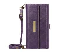 HAMEXLN Custodia A Portafoglio per iPhone 17 PRO Max/17 PRO/Air/17, Multifunzione Flip Custodia Pelle Chiusura Magnetica con Cinturino da Tracolla Guscio,Viola,17