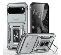 HAMEXLN Custodia Antiurto per Google Pixel 9 PRO/9 PRO XL/9, con Diapositiva Fotocamera Cover Militare Sismica Protezione Magnetica Staffa Caso,Grigio,9 PRO XL 6.8 ''