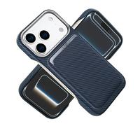 HAMEXLN Custodia Magnetica per iPhone 17 PRO Max/17 PRO/Air/17, Staccabile Portafoglio Cover Fibra di Carbonio Modello Antiurto Protettiva Caso,Blu,17 PRO Max