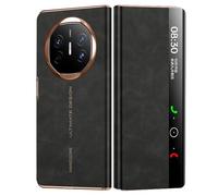 HAMEXLN Custodia per Huawei Mate X6, Smart Specchio View Flip Cover in Pelle Protezione Antiurto Lusso Leggero Flip Guscio,Nero,Mate X6