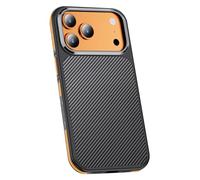 HAMEXLN Custodia per iPhone 17 PRO Max/17 PRO, Fibra di Carbonio Cover Magnetica Sottile Antiurto Grado Militare Guscio Anti-Impronte,Arancia,17 PRO