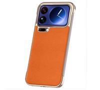 HAMEXLN Custodia per Xiaomi 17 PRO Max/17 Pro/17, Vera Pelle Cover Placcatura Senza Cornice Ultra Sottile Protezione Antiurto Guscio,Arancia,17 PRO Max