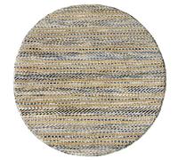 HAMID -Tappeto in Iuta di Lana Olivia Girare, Tappeto in Lana e Iuta Girare, Tessuto a Mano per Soggiorno, Camera da Letto, Soggiorno, Blu Marmorizzato, (100x100 cm)