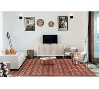 HAMID -Tappeto in Iuta di Lana Olivia, Tappeto in Lana e Iuta Tessuto a Mano per Soggiorno, Camera da Letto, Soggiorno, Bianco Naturale, Colore Rosso Naturale, (60x110 cm)