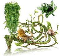 Hamiledyi Piante per rettili pieghevoli giungla rampicante rampicante terrario ramo foglie di plastica flessibili appese decorazione per habitat per animali domestici decorazione per drago barbuto