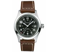 Hamilton Khaki Field Auto H70455533 Men's Watch - Black Dial, Brown Leather Strap