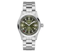 Hamilton Khaki Field Orologio unisex automatico, cassa in acciaio inossidabile da 38 mm, prodotto in Svizzera, quadrante verde, orologio da polso analogico unisex 100 metri resistente all'acqua