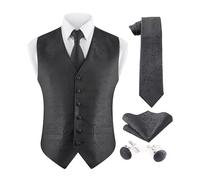 Hamilton Kilts Gilet da uomo matrimonio paisley gilet floreale jacquard cravatta fazzoletto da taschino festa formale gilet, XL